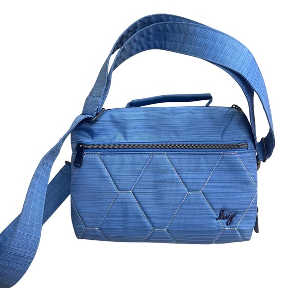 lug Handbags - Lug Blue Quilted Crossbody Bag Multi-Pocket Travel Shoulder Bag purse blue